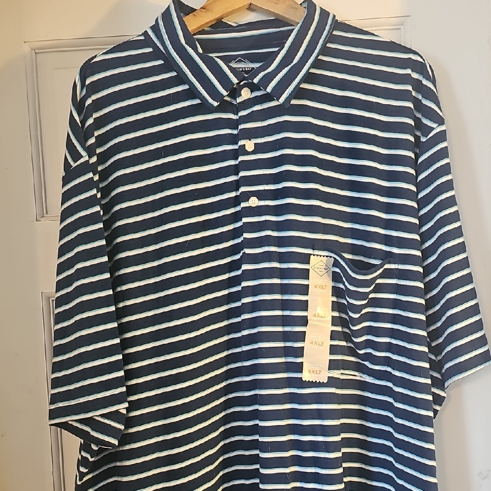 St. John's Bay Blue and White Polo Shirt with Stripes
